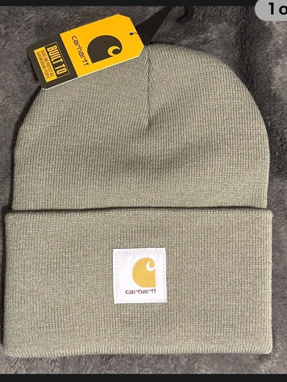 Carhartt Olive Green Rib Knit Cuffed Beanie